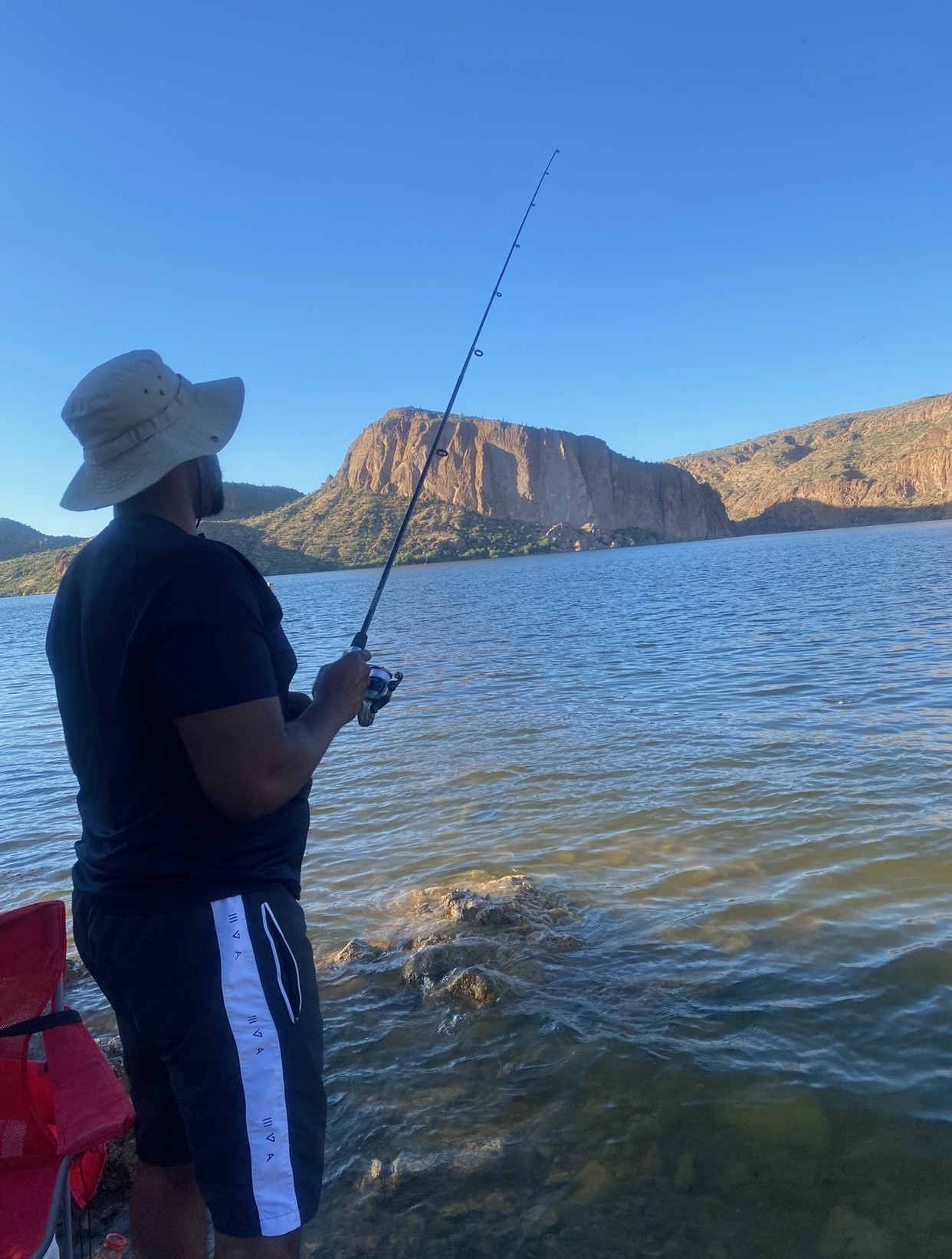 Jabbar by the water fishing
